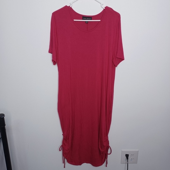Lane Bryant Short-Sleeve Ruched-Side Midi Dress - Picture 1 of 6